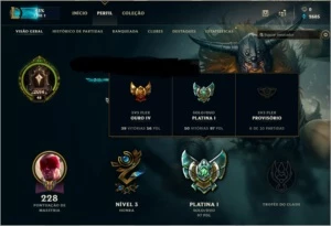 Conta com  26 skins 104 Champs e vários emotes