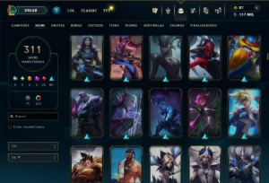 Prata 1 com TODOS os Champs e 311 Skins ( ADC / JG ) - League of Legends LOL