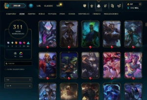 Prata 1 com TODOS os Champs e 311 Skins ( ADC / JG ) - League of Legends LOL