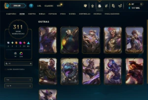 Prata 1 com TODOS os Champs e 311 Skins ( ADC / JG ) - League of Legends LOL