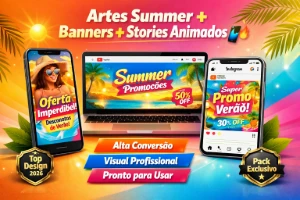 Artes Summer + Banners + Stories Animados 🔥📱