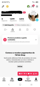 Conta Do Tiktok Com Shop Ativo +1K Seguidores, Lives Ativas - Redes Sociais
