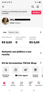 Conta Do Tiktok Com Shop Ativo +1K Seguidores, Lives Ativas - Redes Sociais