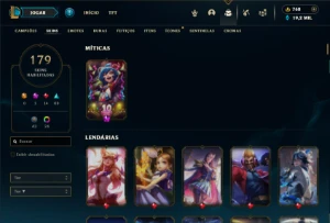 Ouro 4 com TODOS os champs e 179 Skins + 6 Vitoriosas - League of Legends LOL