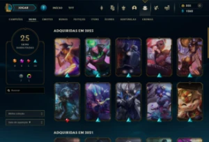 LoL - Esmeralda 4,55 Champions, 25 Skins (2 Vitoriosas) + RP - League of Legends