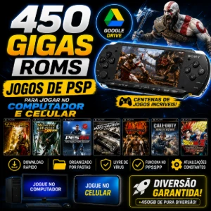 450GB DE ROMS DE PSP ( Celular e computador) - Outros