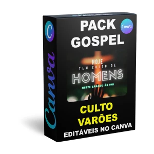 Pack Canva Gospel Culto dos Varões - 21 Artes Editáveis - Serviços Digitais