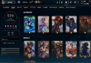 Conta league of legends 522 skins esmeralda 5 ultimates LOL