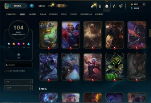 Bronze 4 com TODOS os champs e 104 Skins ( JG / MID / ADC ) - League of Legends LOL