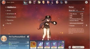 Conta Genshin Impact AR 7 com Hutao + Homa + Albedo
