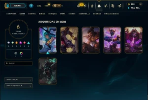 Mestre com 30 Champs e 6 Skins - League of Legends LOL
