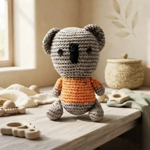 Coala Camisa Laranja Amigurumi - Artesanato e Personalizados