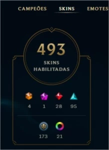 Conta League of Legends LoL 493 Skins