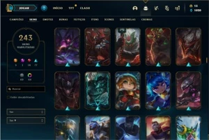 Conta bronze 2 com TODOS os champs e 243 Skins + 65 Cromas - League of Legends LOL
