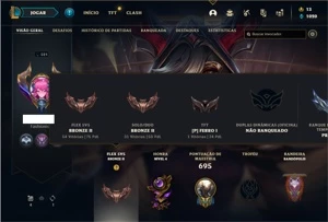 Conta bronze 2 com TODOS os champs e 243 Skins + 65 Cromas - League of Legends LOL