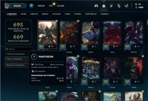 Conta bronze 2 com TODOS os champs e 243 Skins + 65 Cromas - League of Legends LOL