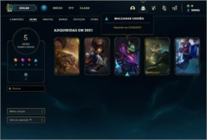 Conta ouro 3 com 5 skins e 24 champs (30k de EA) - League of Legends LOL