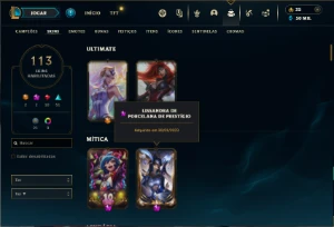 Esmeralda 4 com 95 Champs e 113 Skins +1 Prestigio - League of Legends LOL