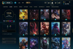 Ouro 4 com TODOS os Champs e 104 Skins ( JG / TOP ) - League of Legends LOL