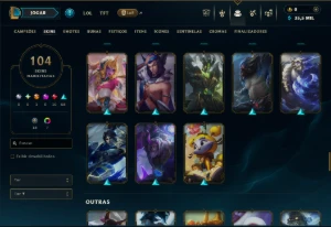 Ouro 4 com TODOS os Champs e 104 Skins ( JG / TOP ) - League of Legends LOL