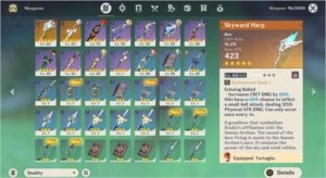 AR40 Diluc, Tartaglia, Skyward Harp, Aquila Favonia+5k Primo - Genshin Impact