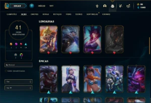 Conta ouro 4 com 75 Champs e 41 Skins ( MAIN MID / JG ) - League of Legends LOL