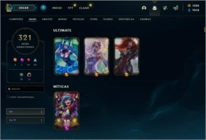 CONTA LV 203 D1 321 SKINS - League of Legends LOL