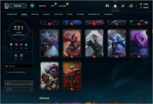 CONTA LV 203 D1 321 SKINS - League of Legends LOL
