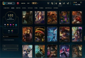 Bronze 3 com TODOS os champs e 102 Skins (Mais de 100 Jogos) - League of Legends LOL