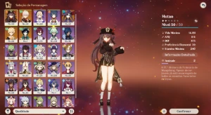 AR 40 Hutao, Kazuha, Venti e Mona - Genshin Impact