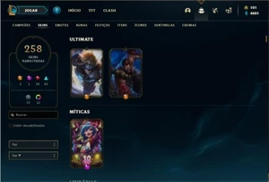 Conta ouro 3 com 145 Champs e 258 Skins + 4 Vitoriosas - League of Legends LOL