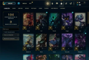 Unranked com 41 Champs e 8 Skins + 2 Fragmentos - League of Legends LOL