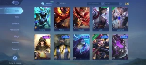 Conta ML com 316 skins e todos os heróis desbloqueados - Mobile Legends