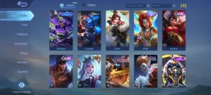 Conta ML com 316 skins e todos os heróis desbloqueados - Mobile Legends