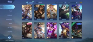 Conta ML com 316 skins e todos os heróis desbloqueados - Mobile Legends