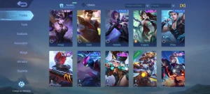 Conta ML com 316 skins e todos os heróis desbloqueados - Mobile Legends