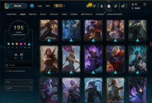 Prata 1 com TODOS os Champs e 195 Skins ( JG / MID / TOP ) - League of Legends LOL