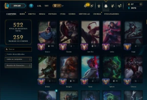 Prata 1 com TODOS os Champs e 195 Skins ( JG / MID / TOP ) - League of Legends LOL