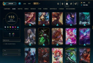 Diamante 4 com TODOS os Champs e 154 Skins +2 Prestigios - League of Legends LOL