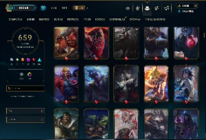 Ferro 4 com TODOS os Champs e 659 Skins +6 Prestigios - League of Legends LOL