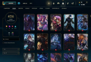 Conta Rara, Todos Os Campeoes, 427 Skins - League of Legends LOL