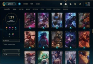 Conta prata 4 com TODOS os champs e 137 skins - League of Legends LOL