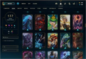 Conta prata 4 com TODOS os champs e 137 skins - League of Legends LOL