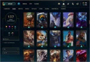 Conta prata 4 com TODOS os champs e 137 skins - League of Legends LOL