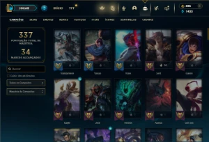 Unranked com 100 Champs e 61 Skins + 140 Espolios - League of Legends LOL