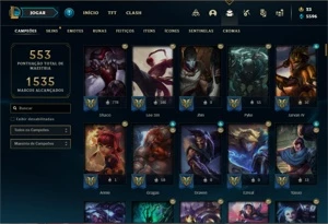 Conta Platina 1 com 150 Champs e 205 Skins + 30 Cromas - League of Legends LOL