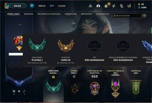 Conta Platina 1 com 150 Champs e 205 Skins + 30 Cromas - League of Legends LOL