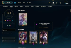 Conta Diamante 4 com 140 Champs e 133 Skins + 2 Prestigios - League of Legends LOL