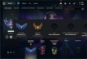 Conta Diamante 4 com 140 Champs e 133 Skins + 2 Prestigios - League of Legends LOL