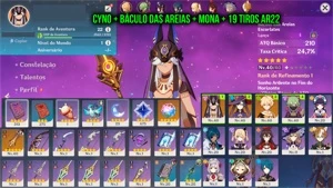 Conta com Cyno + Báculo das Areias + Mona + 19 Tiros AR22 - Genshin Impact